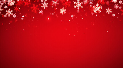 Vibrant Red Winter Wonderland with Snowflakes and Stars - Generative AI