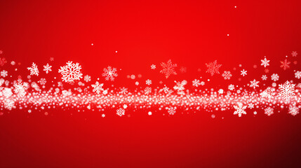 Vibrant Red Winter Wonderland with Snowflakes and Stars - Generative AI