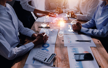 woman Hand holding virtual Global Internet connection metaverse. Business global internet connection application technology and digital marketing, Financial and banking, Digital link tech, big data.