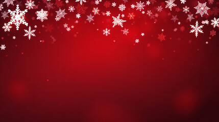 Obraz na płótnie Canvas Vibrant Red Winter Wonderland with Snowflakes and Stars - Generative AI