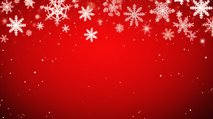 Mesmerizing Snow Flakes Cascading on Vibrant Red Background - Generative AI