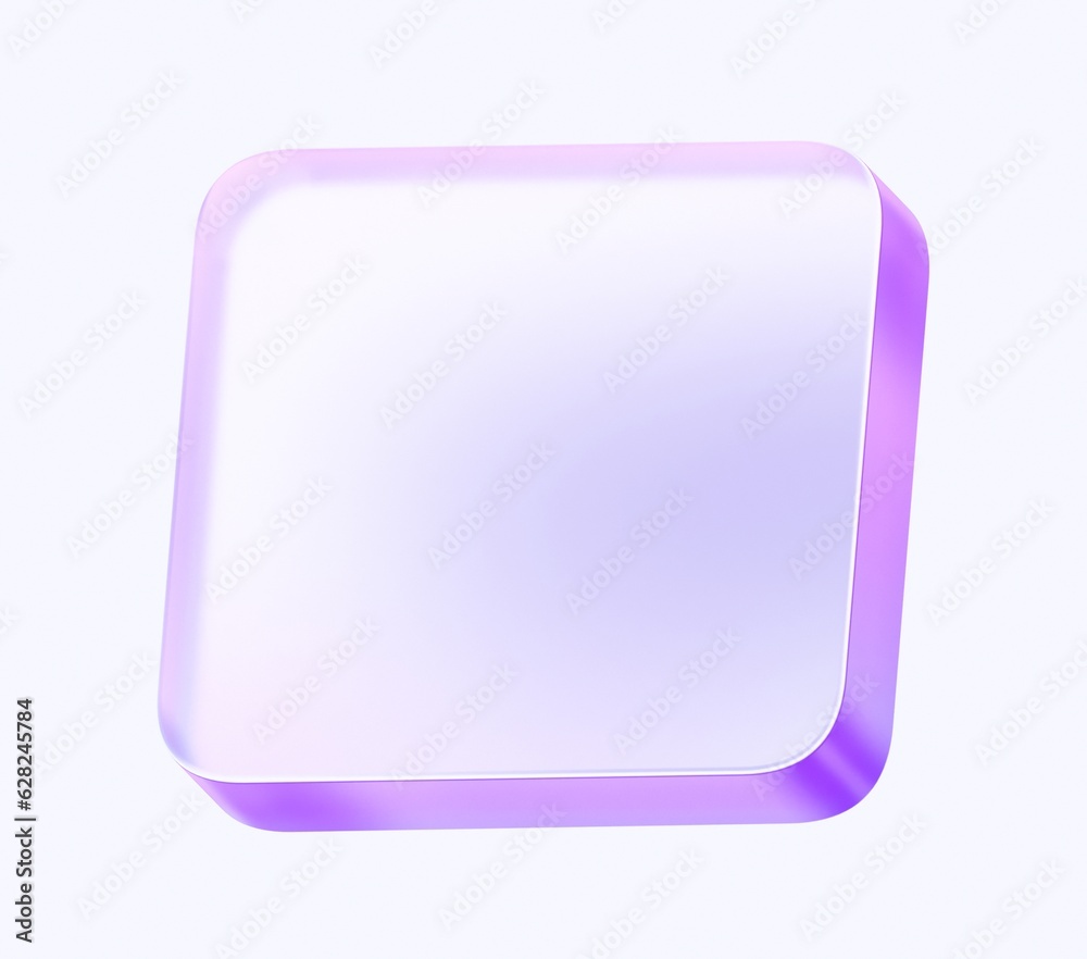Fototapete glass square shape with colorful gradient. 3d rendering illustration for graphic design, presentatio