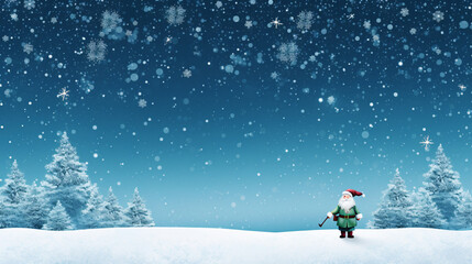 Enchanting Winter Wonderland with Santa Claus Figure in the Heart of a Snowy Field, Generative AI