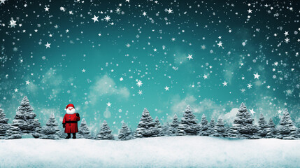 Enchanting Winter Wonderland with Santa Claus in the Heart of a Snowy Field, Generative AI