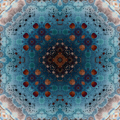 Seamless abstract square pattern. Alcohol ink in modern art. Mandala