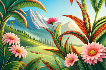 Tropical flowers background