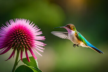 Hummingbird and flower. Ai generative 