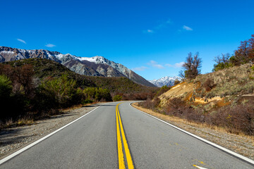 Andean landscape seen from Route 40 on the way from San Carlos de Bariloche to El Bolsón on a sunny autumn morning.