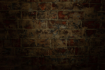 Texture red brick wall, dark vignette