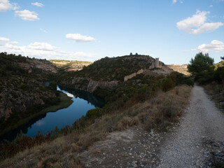 Vistas en la ruta de senderismo de la Hoz de Alarcón, Hoz de Alarcón, Alarcón, Cuenca, Castilla la Mancha, España