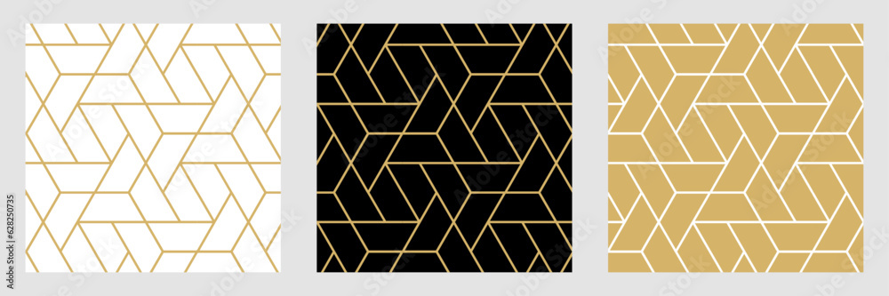 Aufkleber Background pattern seamless geometric line abstract gold luxury color vector. Christmas design seamless pattern with triangle and hexagon