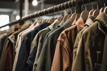 Obraz premium Clothes on hangers in store
