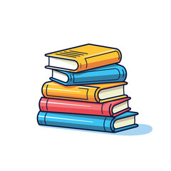 Pile of books in a flat style, isolated on a white background. Stack of books with bookmarks. Concept of learning. Vector illustration.