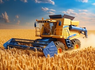 Fototapeta na wymiar Combine harvester in a wheat field