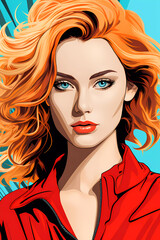 Manga Pop Sensation: Comics Girl Portrait in Pop Art and Manga Style Illustration, Generative AI