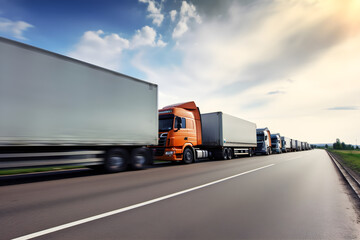 cargo trucks at free motorway