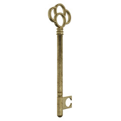 3d rendering golden ancient key isolated png