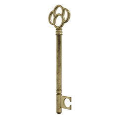3d rendering golden ancient key isolated png