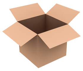 Gift concept. Open box package isolated on png transparent background