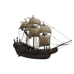 Naklejka premium 3d rendering pirate ship fantasy isolated