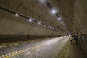 Rome, Italy - 26 Nov, 2022: The Via Del Traforo tunnel through central Rome