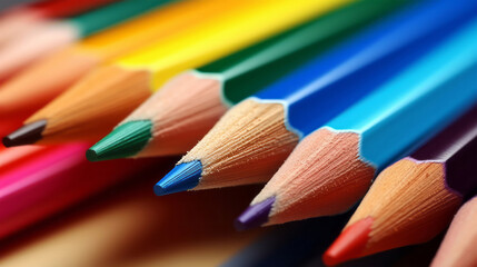back to school - Colored Pencils - A colorful arrangement of pencils - Rainbow coloring pencils...