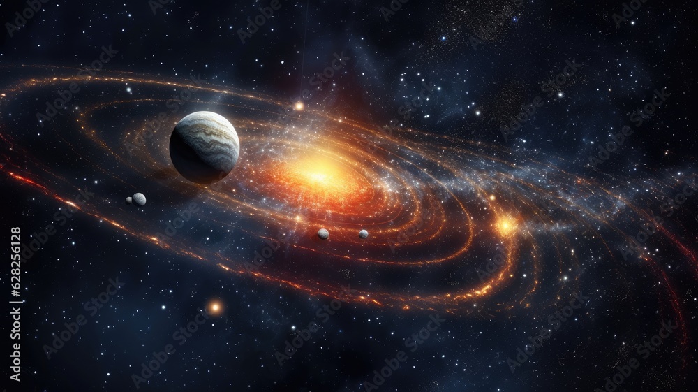 Wall mural the branch of astronomy that applies the principles of physics to understand the properties and beha