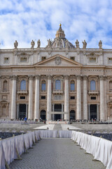 Rome, Italy - Nov 27, 2022: St Peter's Basilica in St Peter's Square, Vatican City