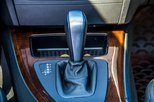 The Handle Of An Automatic Transmission In A Car Close-up