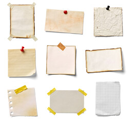 note paper piece label vintage grunge tape label ripped tag message adhesive tape push pin...