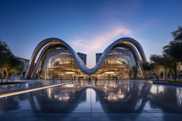 Obraz premium modern building with empty floor at dawn