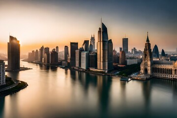 city at sunsetgenerated by AI technology 