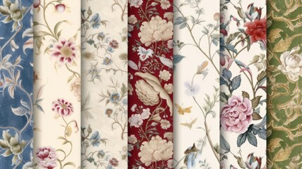 Delicate and intricate floral motifs seamlessly repeated, offering a touch of elegance and beauty