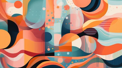 Playful and imaginative abstract patterns, incorporating fluid shapes, vibrant colors, and unexpected combinations