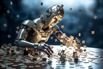 Obraz na płótnie Canvas Silicon Strategist: AI Completing the Monetary Puzzle