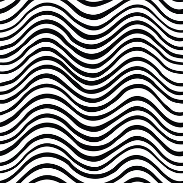 Seamless vector pattern black and white horizontal wavy lines, textile, scrapbook, wrapping, package © Kateryna