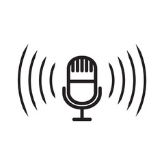 Microphone podcase line icon. Stroke vector elements for trendy design. Simple pictograms for mobile concept and web apps. Vector line icon isolated on a white background. Vector illustration and sign