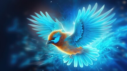 mystic blue bird flying