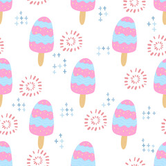 Ice cream seamless pattern. Vector background for design, textile, fabric, baby clothes