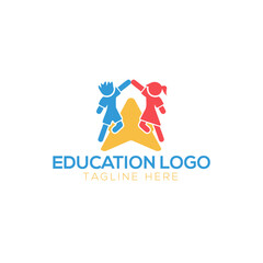 Online Class Logo Academy Cap and Mouse Pointer Symbol
