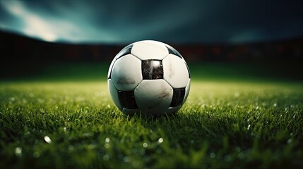 Naklejka premium Football socer ball on field