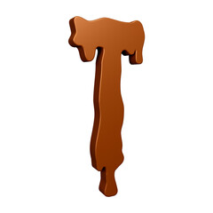 3D chocolate alphabet letter t for education and text concept