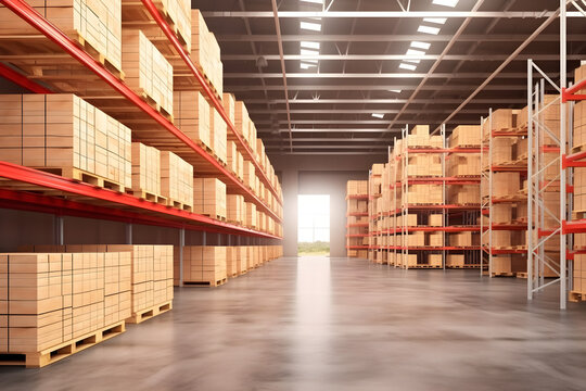 warehouse with variety of timber for construction and repair delivery concept 3d illustration