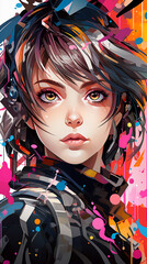 Obraz premium Ethereal Anime Beauty: Portrait Illustration of a Mesmerizing Anime Girl, Generative AI