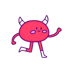 Kawaii little devil character, illustration for t-shirt, sticker, or apparel merchandise. Doodle, retro, and cartoon style.