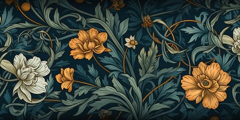 Fototapeta premium AI Generated. AI Generative. FLoral botanical flowers leaf pattern background texture. Graphic Art