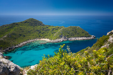 Krajobraz morski, wakacje i wypoczynek, morze i plaża Porto Timoni, wyspa Korfu, Grecja - obrazy, fototapety, plakaty