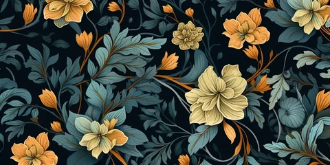 Fotobehang AI Generated. AI Generative. Floral botanical flowers leaf pattern background texture. Soft vintage retro nature Graphic Art © Graphic Warrior