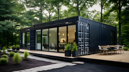 Shipping Container Modern House, Black, Innovative Design Redefining Contemporary Living
