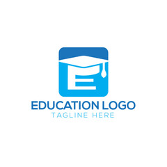 Education logo with toga hat, shield, hand and leaf decoration
